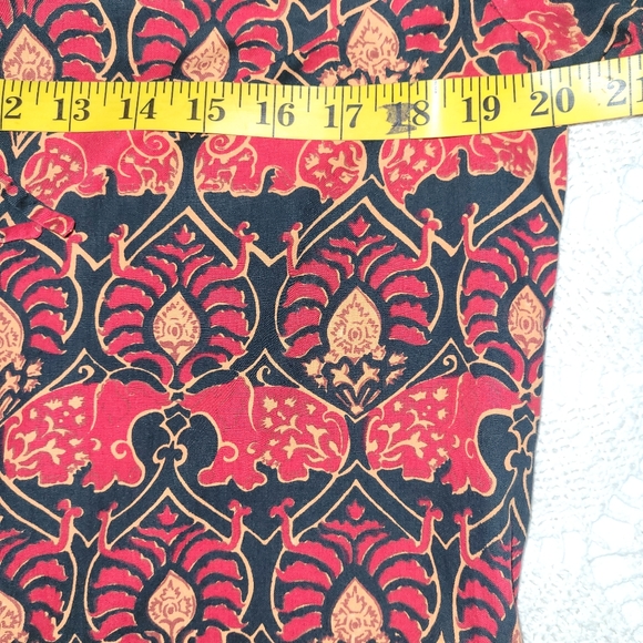 Vintage Thai size 12 red cotton kaftan Maxi Dress house robe loungewear - Picture 11 of 16